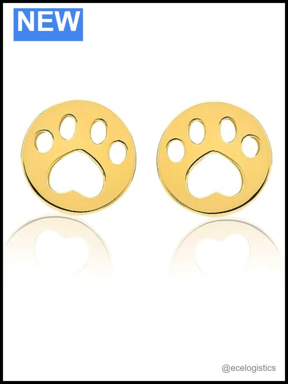 14k Yellow Gold Tiny Polished Paw Stud Earrings Fine Jewelry